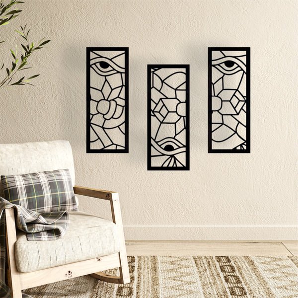 Wooden Eye Wall Décor Set of 3 pieces, Modern Wooden Wall Hanging, Set of 3 Panels, Abstract Livingroom Décor, Home Decor, Wooden Wall Decor